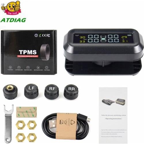 Original Solar Power USB TPMS Car Tire Pressure Monitoring System LCD 4 External / Internal Sensors for SUV Temperature Warning