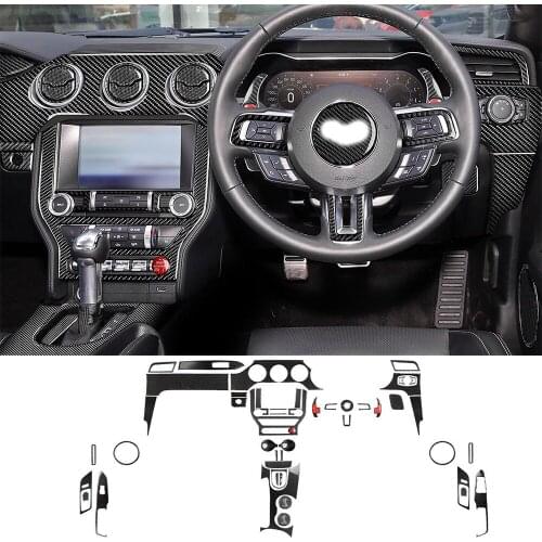 Gear Shift Steering Wheel Window Lift Switch Central Control Dashboard Panel Cover ForFord Mustang 2015+ Car interior decoration
