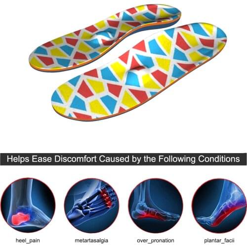Colorful Blocks Flat Plantar Fasciitis Feet Orthotic Inserts Orthopedic Shoe For Women and Men Arch Support Foot Pain relief