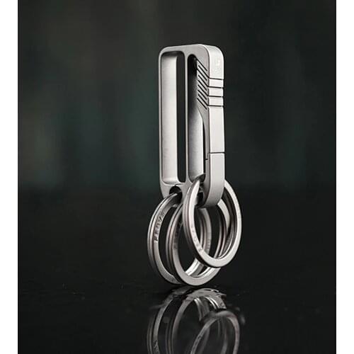 Luxury Titanium Men Belt Car Key Chain Upscale Ultra Lightweight EDC Waist Hanging Key Ring Holder Keychain Buckle Best Gift