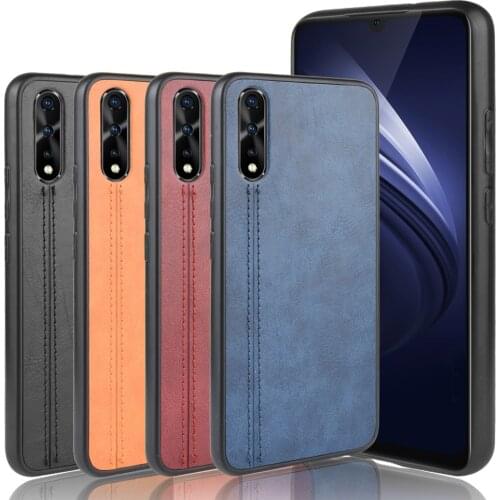 Vivo V17 Neo Case 6.38" Lightweight Calfskin PU Leather lines Soft Edge Phone Case for Vivo iQOO Neo S1 Z5 Z1x Y7s Back Cover