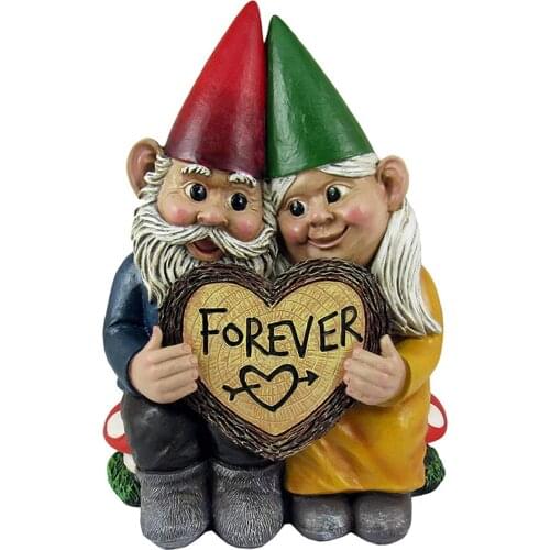 Garden Gnome Cute Couple Statue Sculpted Dwarf Lovely Dwarf Resin Ornament For Home Wedding Anniversary Party Indoor Beneficial