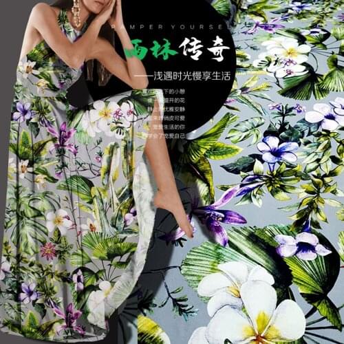 Printed silk stretch twill satin 20 momme 140cm high quality heavy silk women party dress sewing cloth
