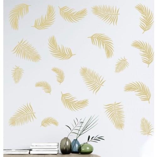 Modern Home Decoration Golden Feather Wall Sticker Cute Wallpaper For Kids Living Room Bedroom Background Decor Wall Decal