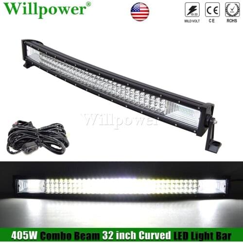 32inch 405W LED Light Bar Spot Flood Driving Lamp Off-Road Car Lights 32" Lightbar For Jeep 4x4 Truck Pickup Roof Curved LED Bar