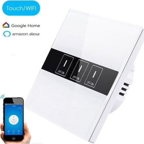 Smart Wifi Switch 1/2/3 Gang 220V APP Remote Control Luxury Glass Panel Touch Wifi Smart Switch For Automation Module Kit