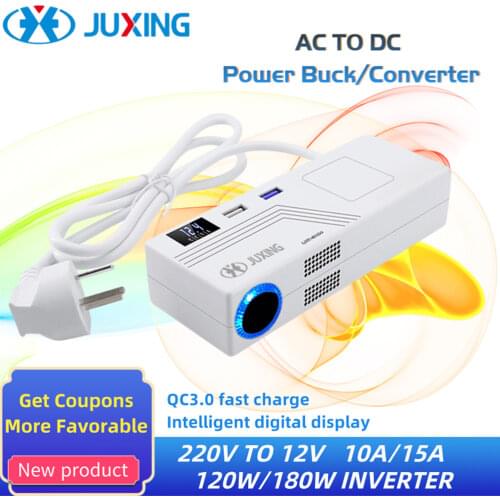 JUXING AC220V to DC 12V 15A Universal Travel Power Conversion Adapter Inverter, Power Converter, High-power with 2 USB Ports
