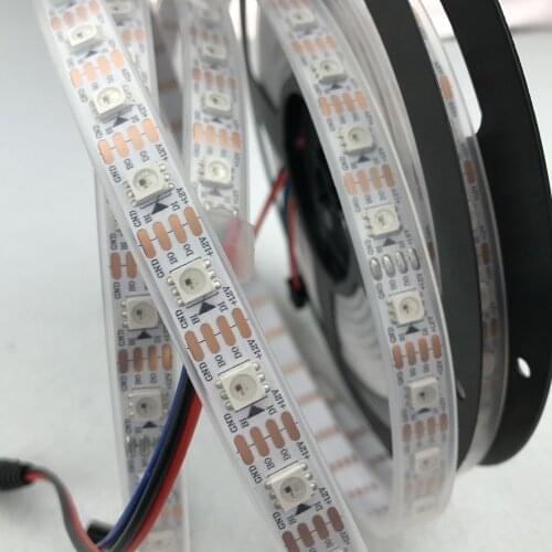 WS2815 DC12V addressable full color RGB 5050 LED strip;60leds/m;5m;waterproof in silicon tube;IP66;WHITE PCB