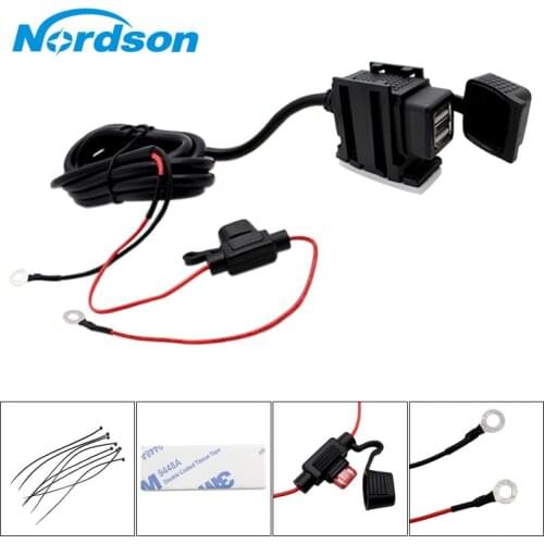Nordson 12V Motorcycle USB Charger Moto ATV Dual USB Socket Waterproof Charger Power Adapter Outlet Power Motorcycle Accessories