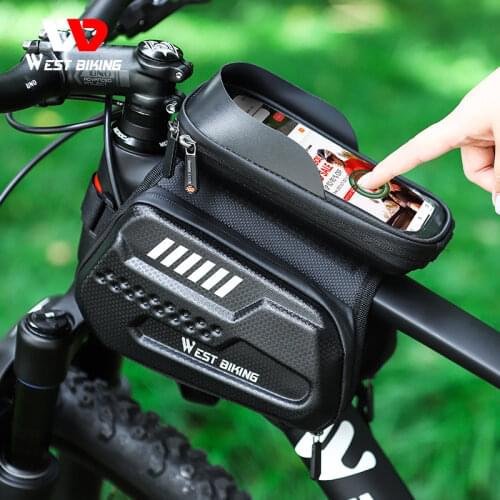 WEST BIKING 3 In 1 Bicycle Bag Waterproof Front Top Tube Phone Bag Touch Screen Below 6.9 Inch Phone Case Bike Accessories
