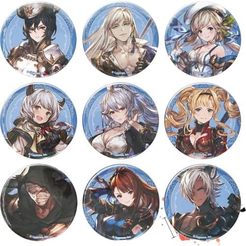 Granblue Fantasy Anime Badge Game Cucouroux Vaseraga Ilsa Eustace Zeta Cassius Camieux Metal Badge Brooch Pins