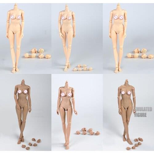 1/6 Female Suntan Black Action Figure 12" Middle Big Breasts Super Flexible Semi-Silicone Body Fit 1:6 Head Sculpt