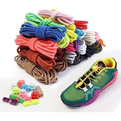 1 pair Elastic shoelaces Round Spring plastic lock Quick wear in 1 second No tie shoelaces Suitable for all shoelaces Lazy laces