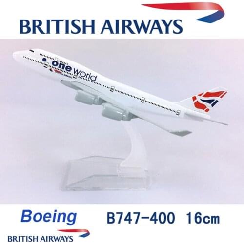 16CM Static Aircraft Model 1:400 Boeing B747-400 British airways Plane landing gear airbus alloy airplane collectible display