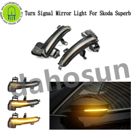2Pcs Dahosun Dynamic LED Side Mirror Turn Signal Lights For Skoda Superb B8 MK3 III 3V A7 2016 -2019 Flowing Indicator Blinker