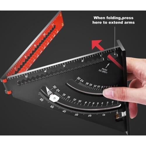 2In1 Triangle Square Ruler Extendable Arm Portable Home Work Layout Tool Aluminum Alloy Carpentry Folding droshipping
