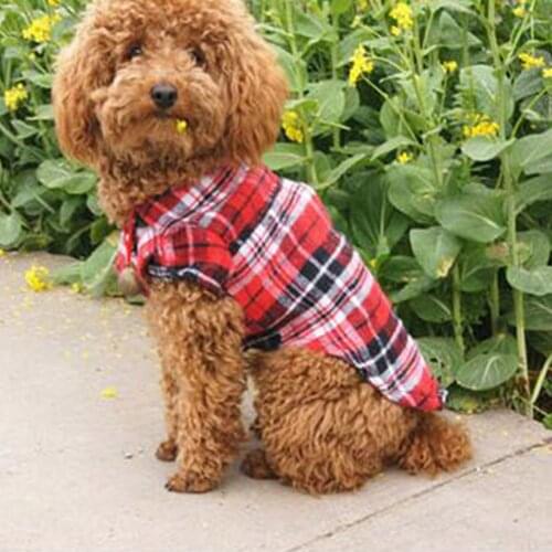 2021 Classic Dog Shirts British Style Plaid Dog Shirts Cotton Pet Puppy T-Shirt Dog Clothes For Small Medium Dogs Cat Pet Supply