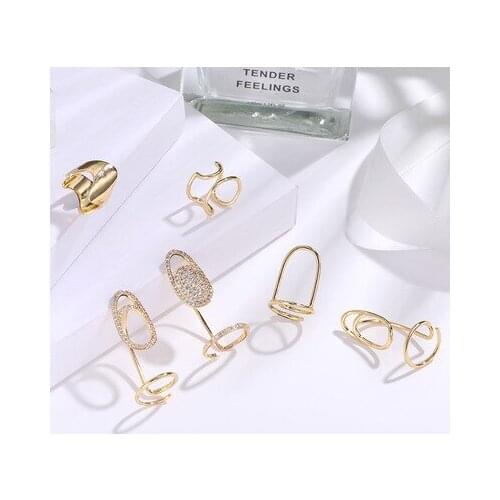 2021 New Rhinestone Hollow Metal Trendy Cool Fingertip Nail Shining Armor Ring for Women Girls Jewelry Party Accessories