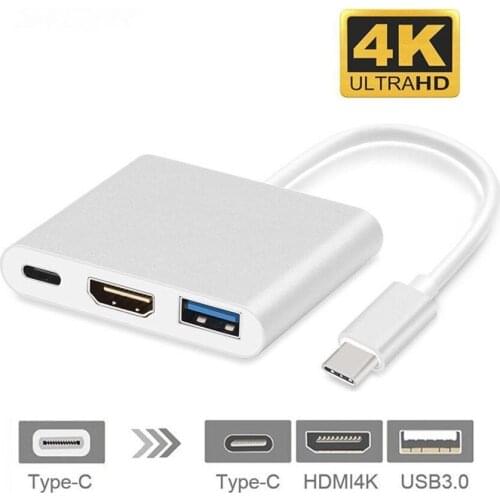 50pcs/lot 3 in 1 Hub Type C USB 3.1 to PD USB-C 4K * 2K 1080p HDMI USB3.0 USB 3.0 Adapter For Apple Macbook