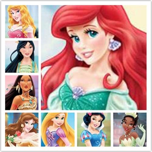 Disney 5D Diy Diamond Painting Princess Series Sticker Diamond Full Round Diamond Interior Decoration Handmade Painting