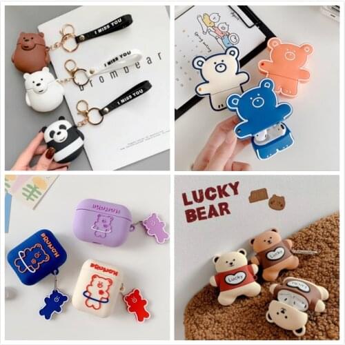 Earphone Case For AirPods Case Cartoon Bear Silicone Cover for Apple Air pods 2 Cute Earbuds Bag for Earpods Cases Accessoires