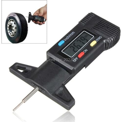 Digital Depth Gauge 0-25mm/0.01 Tread Depth Gauge LCD Display Tyre Tread Brake Pad WEAR Black 0-1" caliper micrometer