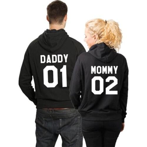 Daddy 01 Mommy 02 tumblr hipster hoodies matching couple Sweatshirt family harajuku tops halloween Graphic Pullover Drop Ship