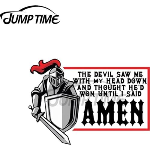 JumpTime 13 x 5.3cm For The Devil Saw Me With My Head Down Christian Funny Waterproof Decoration Car Stickers VAN Windows Decal