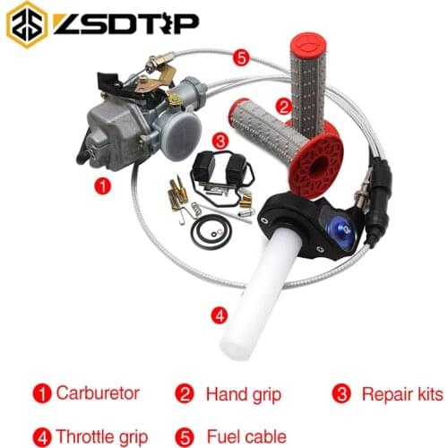 ZSDTRP For CG200 200CC Engine Motorcycle Keihin PZ30 30mm Carburetor With Handle Grips Throttle Grips Cable Repair Kits Set