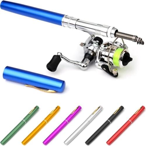 Pocket Collapsible Fishing Rod Reel Combo Mini Pen Fishing Pole Kit Telescopic Fishing Rod Spinning Reel Combo Kit