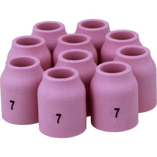 Ceramic 53N61 7# Alumina Shield Cup TIG Welding Torch Nozzle Fits For WP-9 20 24 25 Pack of 10