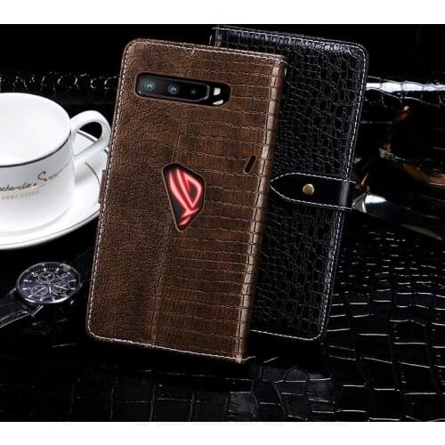 Leather Case For Asus Rog Phone 3 Case Crocodile Pattern Flip Cover Skin Wallet Rog Phone 3 2020 Phone Shell Fundas Etui Holster