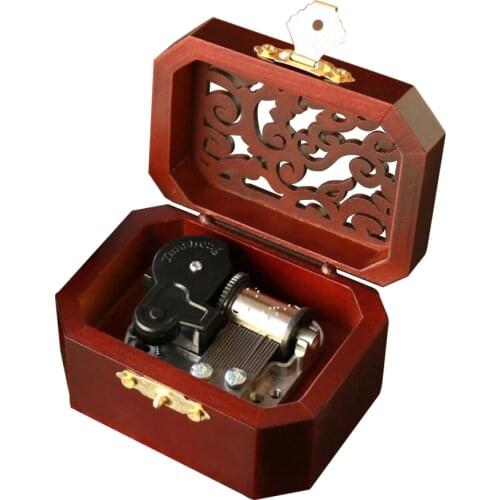 Creative Hollow Cover 18-Note Silver Movement Wind-up Wood Musical Box,Musical Toys for Kids Christmas Musical Gifts for Woman