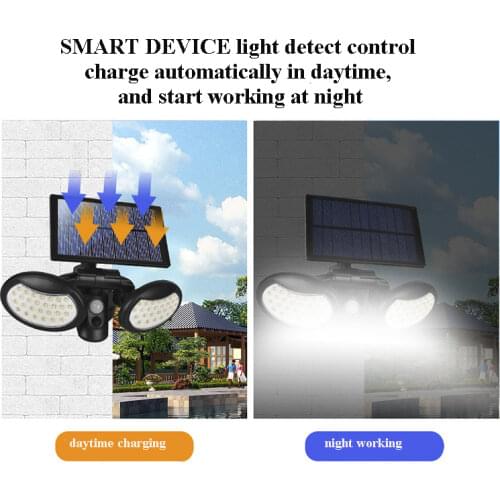 Hot Solar Lights Outdoor Upgraded Microwave Sensor 270 Wide Angle Solar Wireless Wall Light Waterproof Flood Light For Garage