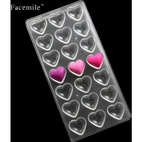Loving Heart Shaped Candy Molds Polycarbonate Chocolate Mold Tray Pudding Mould Plastic Chocolate Tools 54010 Gift