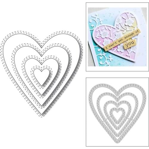 2020 New Valentine Heart Nesting and Layering Frame Background Metal Cutting Dies For Scrapbooking Greeting Card Making no stamp