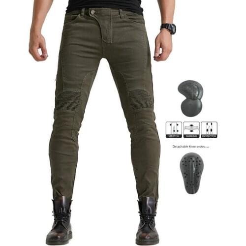 Mens Jeans Casual Stretch Skinny Motorcycle Pants Protective Pad Motorcycle Pants Slim Fit High Quality Narrow Leg Pants