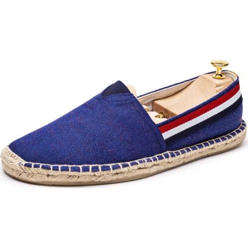 2021 Summer New Linen Mens Casual Shoes Handmade Weaving Fisherman Shoes Fashion Casual Flat Espadrilles Driving Shoes Big Size