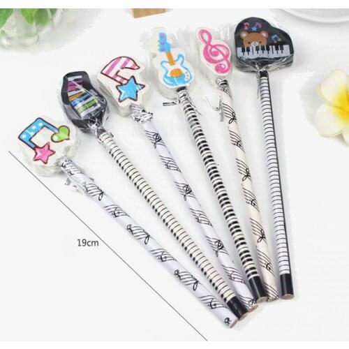 600 pcs Musical Note Pencil HB Standard Pencil Music Stationery Piano Notes School Student Gift With Eraser