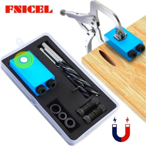 Woodworking 15 Degree Pocket Hole Jig Replaceable 6 8 10mm Drill Guide Magnetic Blue Dowel Jig Kit Wood Drill for Wood Jointing