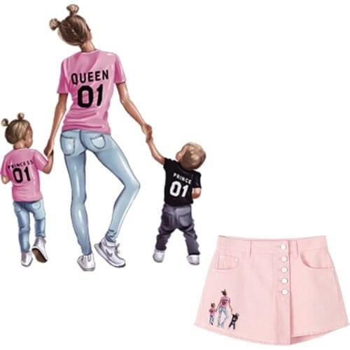 Mom thermo stickers on clothes stripes application of one heat-sensitive patches iron on transfers for clothing flower applique