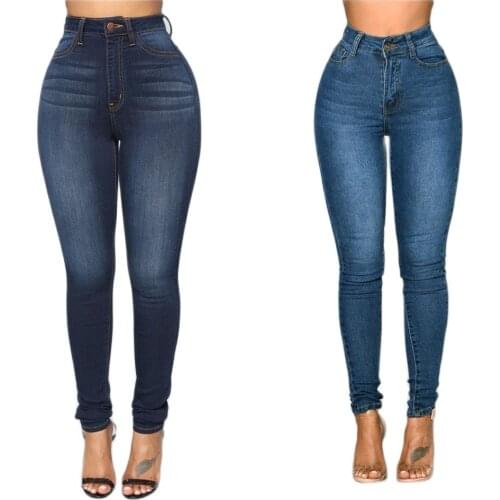 2021 New High Waist Elastic Jeans For Women Fashion Skinny Lift Hips Denim Pencil Pants Street Casual Slim Tousers S-2XL