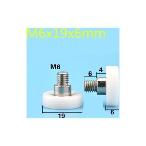 2pcs drawer pulley DR-19 TOK showcase furniture pom polyformaldehyde plastic roller screw thread M6*19