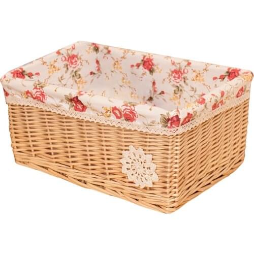 Handmade Wicker Storage Baskets Household Items Snacks Fruit Debris Laundry Finishing Storage Basket