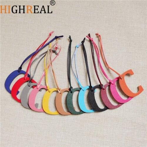 HIGHREAL Custom Made Luxury Genuine Leather Character Letter C Keychain Women Bag Charm Backpack Pendant