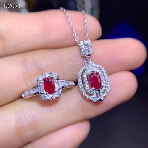 Natural And Real Ruby jewelry set Natural Real Ruby 925 sterling silver 1pc pendant,1pc Ring