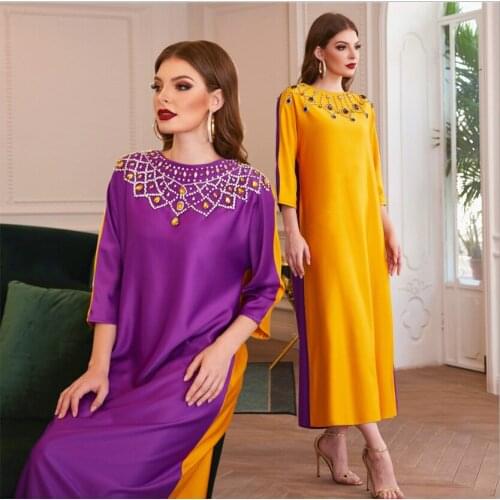 Turkish Muslim Dresses Tunique Femme Musulmane Dubai Dress Abayas for Women Moroccan Kaftan Djellaba Islamic Clothing Malaysia