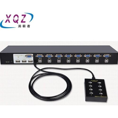 VGA KVM 8 Port VGA switch Manual Key Press VGA USB Wired Remote Extension Switcher 1U ConsoleFJ-810UK