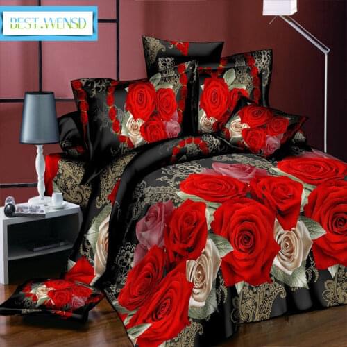 Quality 3d Bedding Set Luxury Rose Flower King Size Duvet Cover +sheet Bed/ Linen +pillowcases Bed Clothes Adult Ropa De Cama