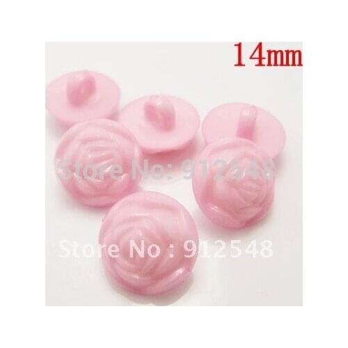 YJHSMY 14mm 100pcs rose shape plastic buttons flower buttons for children garment ,mgh003